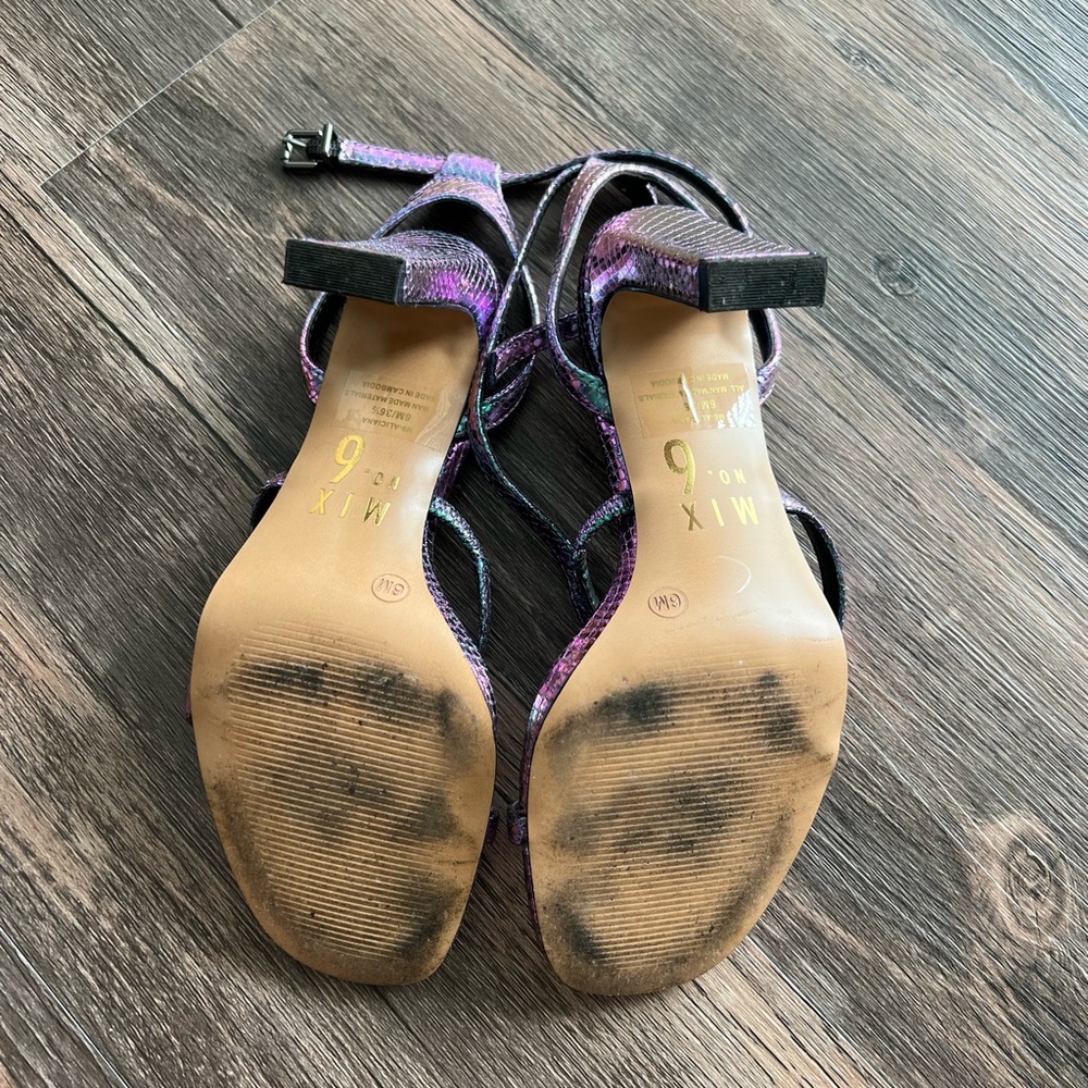 Multi Metallic Square Open Toe Heel - image 6